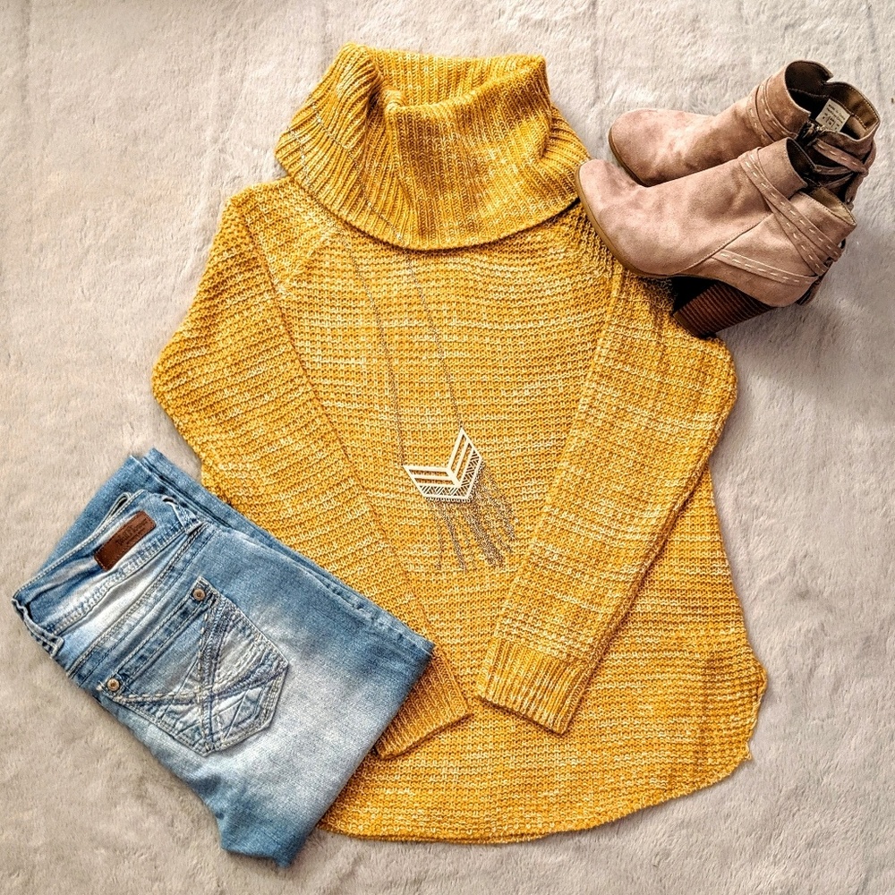 It's Our Time Loose Turtleneck Yellow Sweater